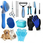 12-piece cat grooming kit with deshedding tools