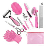 9-piece cat grooming set for brushing and coat care