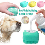 Silicone dog bath brush for shampooing and grooming