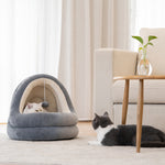 Washable indoor cat house bed with removable mattress